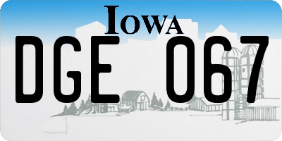IA license plate DGE067