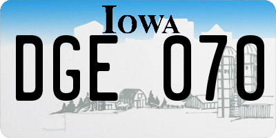 IA license plate DGE070