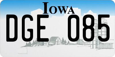 IA license plate DGE085