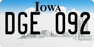 IA license plate DGE092