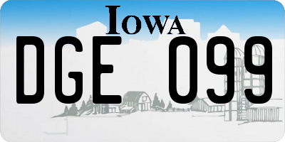 IA license plate DGE099