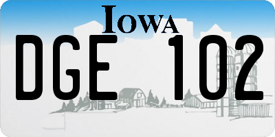 IA license plate DGE102