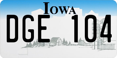 IA license plate DGE104