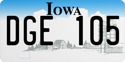 IA license plate DGE105