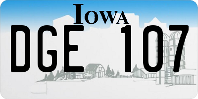 IA license plate DGE107