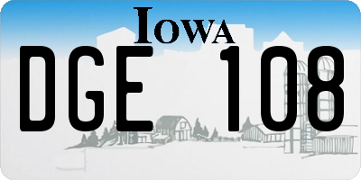 IA license plate DGE108