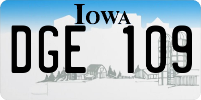 IA license plate DGE109