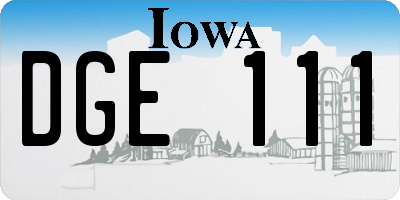 IA license plate DGE111