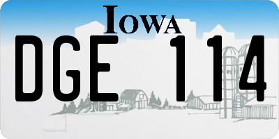 IA license plate DGE114