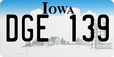 IA license plate DGE139
