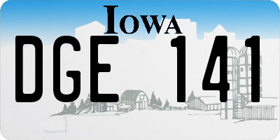 IA license plate DGE141