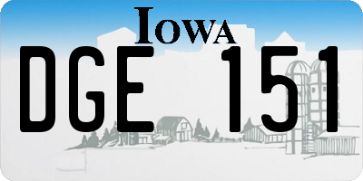 IA license plate DGE151