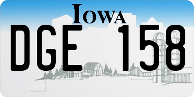 IA license plate DGE158