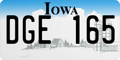 IA license plate DGE165