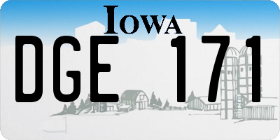 IA license plate DGE171