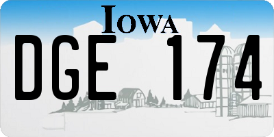 IA license plate DGE174