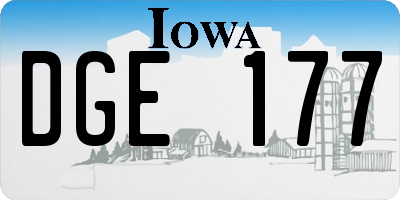 IA license plate DGE177