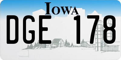 IA license plate DGE178