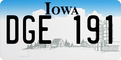 IA license plate DGE191