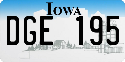 IA license plate DGE195