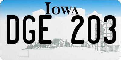 IA license plate DGE203