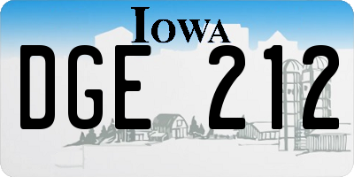IA license plate DGE212