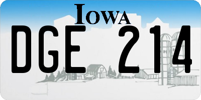 IA license plate DGE214