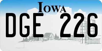 IA license plate DGE226