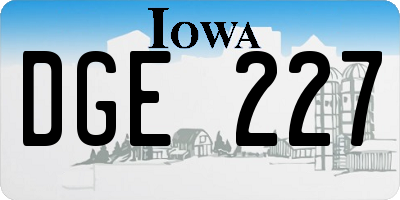 IA license plate DGE227