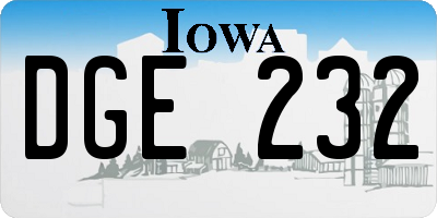 IA license plate DGE232