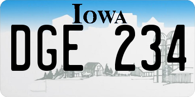 IA license plate DGE234