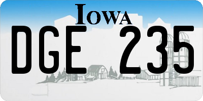 IA license plate DGE235