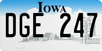 IA license plate DGE247