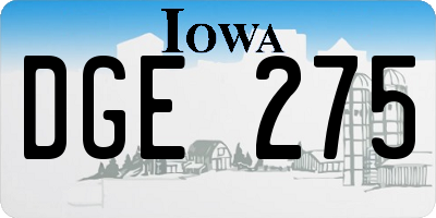 IA license plate DGE275