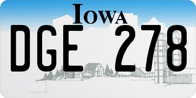 IA license plate DGE278