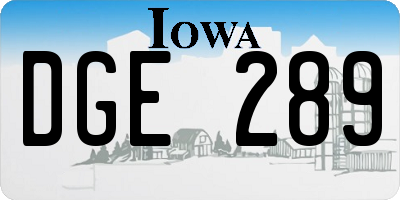 IA license plate DGE289