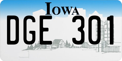 IA license plate DGE301