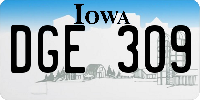 IA license plate DGE309