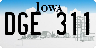 IA license plate DGE311