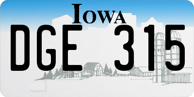 IA license plate DGE315