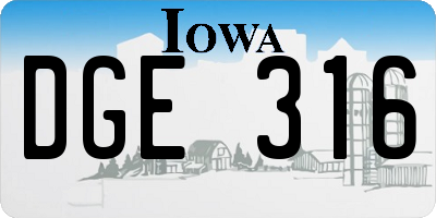 IA license plate DGE316