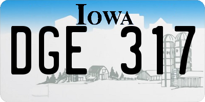 IA license plate DGE317