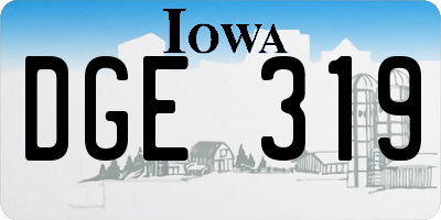 IA license plate DGE319