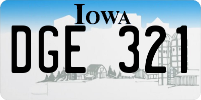 IA license plate DGE321
