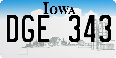 IA license plate DGE343
