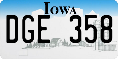IA license plate DGE358