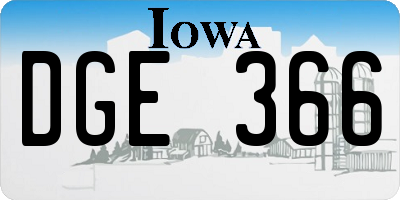 IA license plate DGE366