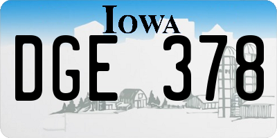 IA license plate DGE378