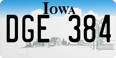 IA license plate DGE384