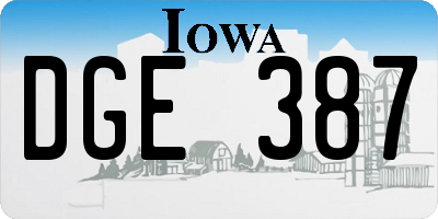 IA license plate DGE387